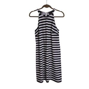 Ann Taylor Striped Sleeveless Dress Size 8 High Neck